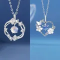 Elegante zilverkleurige kettingset met hangers van bloemenhart en ginkgoblad - 2-delige set (Droom+Bloem) / Eenvoudige Verpakking / Zilver