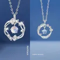 Elegante zilveren kettingset met ginkgo- en vederontwerpen en iriserende stenen - Sterrenveer en Ginkgo Stijl / 1 Stuk (Eenvoudige Verpakking) / Silver (Blue White Gem)