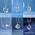 Elegante 925 zilveren kettingset met vlinder- en maanhangers voor dames en meisjes - 6-delige set (Vlinder+Blad+Maan+Bloem+Vogel+Visstaart) / Eenvoudige Verpakking / Zilver