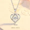 Elegant silver heart pendant necklace featuring a sparkling dancing stone for women - Heartbeat Style