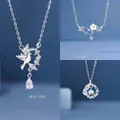 Elegant bird and flower motif silver necklaces for women, perfect for graduation gifts - Bird and Eucalyptus And Eternal Flower And Eucalyptus Meets Bird