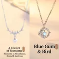 Elegant floral pearl pendant necklace and blue gemstone vine circle SKU variant - Floral Cluster and Eucalyptus