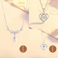 Elegant sterling silver necklace set with floral, heart pendants and white pearl details. - Triple Style Combination A