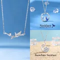 Delicate silver necklaces collection featuring bamboo, moon, and snowflake pendants - Bamboo Joint and Snowflake Companion Style