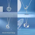 Four-piece elegant silver clavicle necklace set with heart moon and flower pendants - Full Four Piece Necklace Set