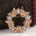 Elegante broche de corona dorada con brillantes pedrería y los motivos de mariposas - Estilo de Corona de Mariposa Dorada (N5-2-4494)