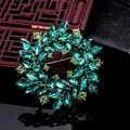 Elegante broche de corona de cristal verde esmeralda para mujer, tono dorado. - Estilo de Corona Marquise Verde Oscuro (A5-3-5341)