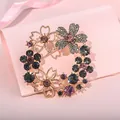 Elegante broche circular de flor de cerezo con diamantes de imitación morados y grises. - Estilo de Flor de Cerezo Púrpura Gris (c2 - 5 - 9179)