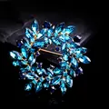 Elegante broche circular con brillantes diamantes de imitación azules en dorado. - Estilo de Lujo Marquise Azul Mar (m6 - 6 - 4881)