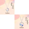 Close-up of silver mermaid tail necklace with moonstone and cubic zirconia detailing. - Double Necklace (Style 6)