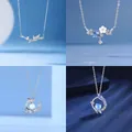 Elegant silver pendant necklace set with bamboo, flower and whale tail designs for women - Bamboo Flower Whale and Mermaid Tail Styles
