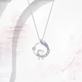 Elegant ancient style silver necklace with blue moonstone pendant and star detail - Chang'an Dream Style / Silver