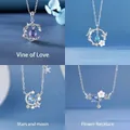 Set van vier dromerige zilveren kettingen met ster-, maan- en bloemmotieven voor dames. - Tengai/Dielian/Zhongxing/Weiyang Combinatiestijl