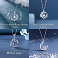 925 Zilveren ketting met maan en sneeuwvlok hanger voor dames sieraad. - Eenvoudige Verpakking / Set van 4 / Blauwe Eucalyptus + Vogel + Wingerd Liefde + Sneeuwvlok