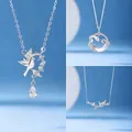 Elegant silver snake and moon pendant necklace with nature-inspired designs - Bird Moon Snake and Bamboo Set