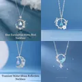 Zilveren kettingen met blauwe kristallen in maan-, vlinder- en vogelontwerpen 2024 - Blauwe Eucalyptus + Vlinder + Drijvend + Achtervolging (4-Pack Combo) / Eenvoudige Verpakking / Set van 4 (BFF Set van 4) / Zilver