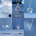 Elegante collectie zilveren kettingen met vogel-, bloem- en maanmotieven en kristallen - Blauwe Eucalyptus + Wijnstok Liefde + Vlinder & Bloem + Wei Yang + Chang'an-droom + Dromenvanger (6-delige Set)