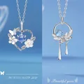 Elegante zilveren kettingen met blauwe kralen en bloem- en hartvormige hangers - Vreugdevol Hart + Prachtige Jaren / Set van 2 - Simpele Stijl