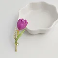 Elegant purple tulip brooch featuring drip oil craft and sparkling rhinestone details - Rose Red