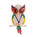 Kleurrijke emaille uil broche met vintage strass - Stijl 1