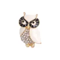 Vintage uilenbroche met wit emaille en fonkelende heldere strass steentjes SKU-variant - Stijl 9