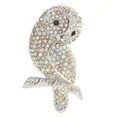 Elegante vintage uilenbroche met fonkelende meerkleurige strass-steentjes op zilver - Stijl 14