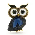 Vintage uil-broche met blauw kristal en emaille ogen voor dames - Stijl 23