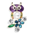 Prachtige vintage emaille uil broche met sprankelende strass en een grote witte parel - Stijl 27
