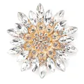 Elegant gold snowflake brooch with sparkling clear crystals for fashion clothing - White