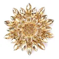 Elegant champagne gold snowflake brooch pin with faceted glass crystals for women - Champagne