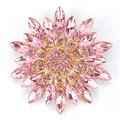 Elegant pink crystal flower brooch pin featuring sparkling marquise cut glass stones - Pink