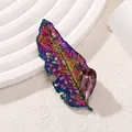 Elegante spilla a forma di foglia con cristallo viola e placcatura cangiante colorata - Stile Foglia Cristallo Viola Iridescente (AL810142760937)