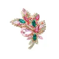 Elegant rhinestone floral bouquet brooch in gold-tone alloy with colorful crystals. - Pink Emerald Green Style (S1-6-8424)