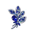 Elegant floral bouquet brooch pin featuring vibrant blue rhinestones and crystals - Deep Blue Style (G4-6-1230)