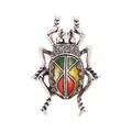 Close-up of a vintage silver beetle brooch with colorful enamel wings and rhinestones - Colorful Enamel Beetle (K4-5-2466)