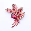 Elegant red rhinestone bouquet brooch with golden alloy base for luxury women's coats - Deep Red Style (E2-3-8835)