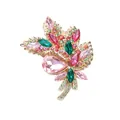 High-end rhinestone flower bouquet alloy brooch with pink and green crystals for coats - Pink Emerald Green Style (S1-6-8424)