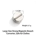 Large silver magnetic brooch converter, 1.5cm diameter, 6.1g, no damage to clothes - L / Silver