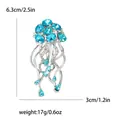 Sparkling silver jellyfish brooch with blue rhinestones, size 6.3x3cm and weight 17g - Sky Blue Small Jellyfish (Q5-2-7187)