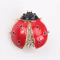 Broche de mariquita roja y negra con brillantes diamantes de imitación para ropa - Estilo Strass Rojo y Dorado / Rojo y Oro