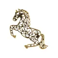 Elegante vintage gouden dierenriem paard broche met fonkelende strass en opengewerkt design - Hol Gouden Rennend Paard (S0-6-8335)