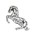 Vintage zilveren paardenspeld met filigraanpatroon en fonkelende heldere strass-steentjes - Hol Zilveren Rennend Paard (S0-6-8336)