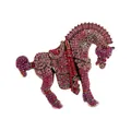 Prachtige vintage stijl paardenbroche bezet met fonkelende roze en rode strasstenen - Pave Rood Roze Strass Paard (S1-1-8351)