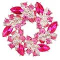 Bloemenkrans broche speld met sprankelende roze kristallen en gouden bladeren - Roségoud