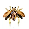 Vintage bijenbroche juweelspeld met gefacetteerd bruin kristal en gouden vleugels - Stijl 12 (Waterdruppel Bruin Kristal Bij)