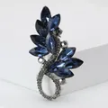 Eleganter blauer Kristall-Blatt-Brosche mit silberfarbener Fassung für Damenmode. - Tinte Blau 1