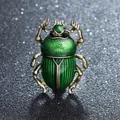 Vintage groene emaille keverbrochespeld met fonkelende zwarte kristallen ogen voor kleding - Stijl 6 (Smaragdgroene Emaille Scarabee)
