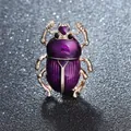 Prachtige paarse emaille keverbroche met goudkleurige accenten en fonkelende kristallen - Stijl 8 (Hoogverzadigde Paarse Emaille Kever)