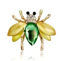 Vintage emaille bijenbroche met groen kristal en fonkelende strassteentjes mooi - Stijl 10 (Geel-Groene Emaille Kristal Bij)