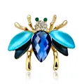 Elegante vintage bijenbroche met blauw gefacetteerd kristal en emaille vleugels - Stijl 11 (Blauw-Groene Gradiënt Emaille Diepblauwe Steen Bij)